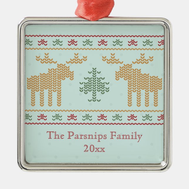 Custom ugly sweater Christmas holiday ornament (Front)