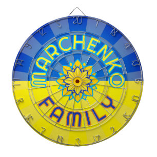 CUSTOM Ukrainian Classic Blue & Yellow Flower Flag Dartboard