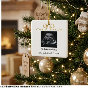 Custom Ultrasound sonogram Baby Announcement  Ceramic Ornament