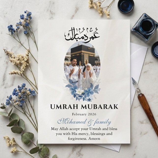 Custom Umrah Mubarak Photo Card Personalised Islam (Creator Uploaded)