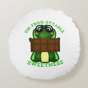Custom Un-frog-ettable Sweetness Frog Gift Round Cushion