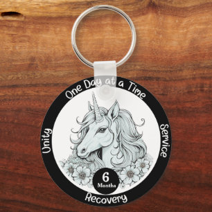 Custom Unicorn Sobriety Milestone Gift Key Ring