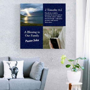 Custom Unique Christmas Gifts for Pastors Blue Canvas Print