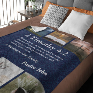 Custom Unique Christmas Gifts for Pastors Blue Sherpa Blanket