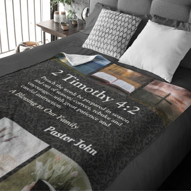 Custom Unique Christmas Gifts for Pastors Grey Sherpa Blanket (Unique Christmas Gifts for Pastors)