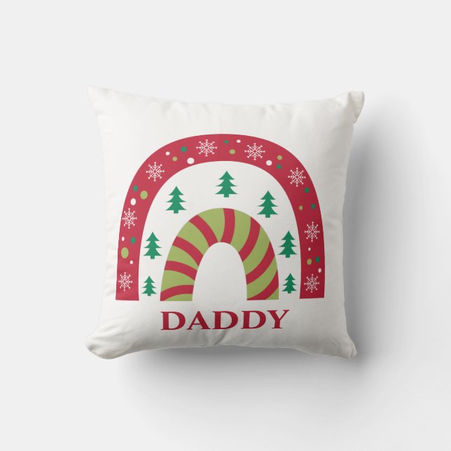 Custom Unique Family Christmas Boho Rainbow Cushion (Front)