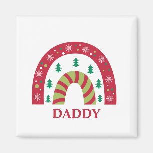 Custom Unique Family Christmas Boho Rainbow Magnet