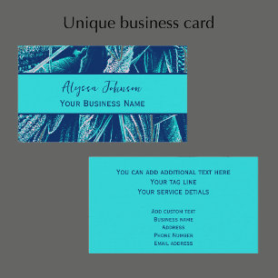 Custom Unique Modern Turquoise Nature Photo  Business Card
