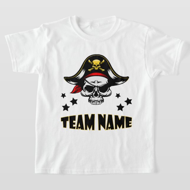 Custom Unique Personalised Kids Pirate T-Shirt (Laydown)