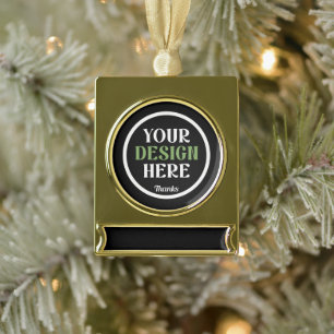 custom, unique, sleek & minimalist gold plated banner ornament