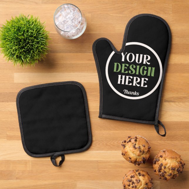 custom, unique, sleek & minimalist oven mitt & pot holder set (Top Down)