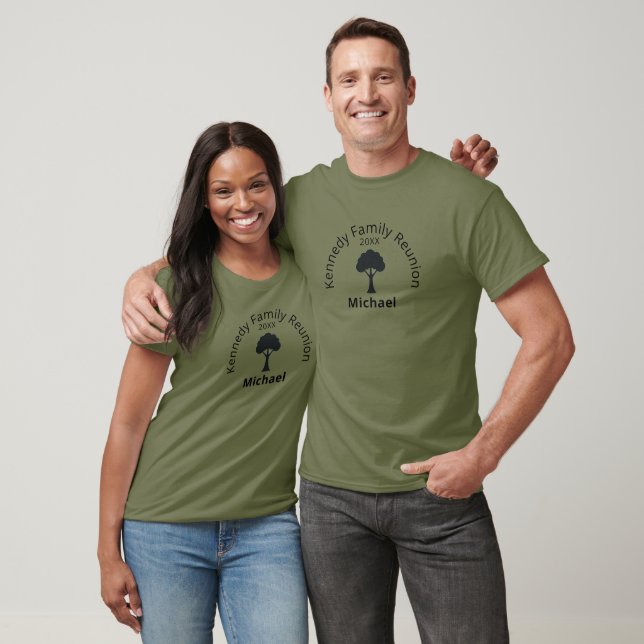 Custom Unisex Family Reunion Fatigue Green Basic T-Shirt (Unisex)