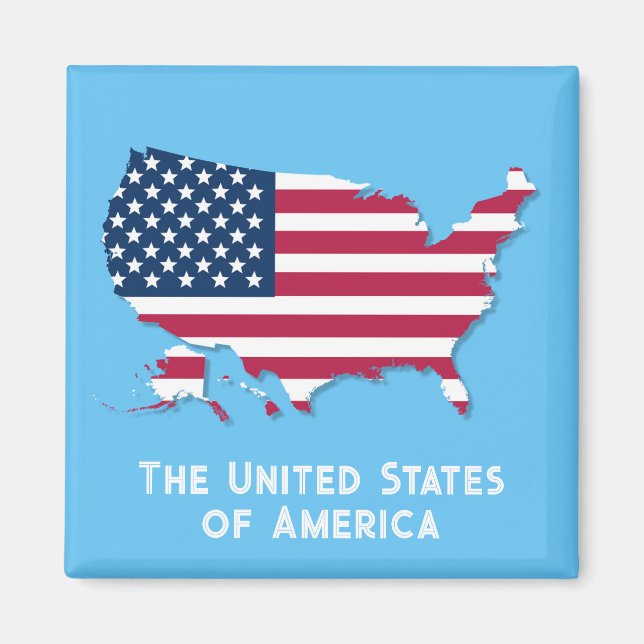 Custom United States Map and Flag Red White Blue Magnet (Front)