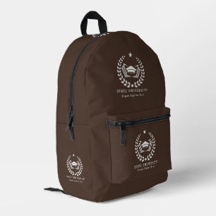 Custom University Logo Brown Background Printed Backpack