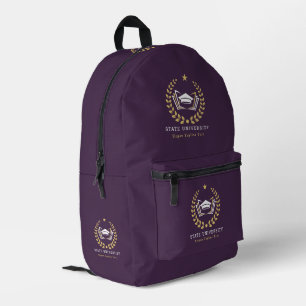 Custom University Logo Muted Purple Background Printed Backpack