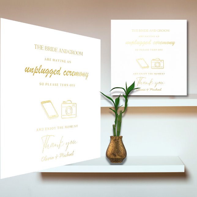 Custom Unplugged Ceremony Wedding Sign Real Foil (Creator Uploaded)