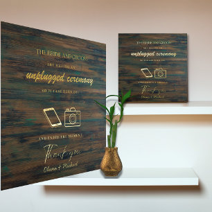 Custom Unplugged Ceremony Wedding Sign WOOD GOLD