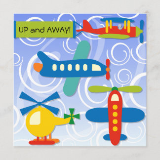 Custom Up and Away Aeroplane Birthday Invites