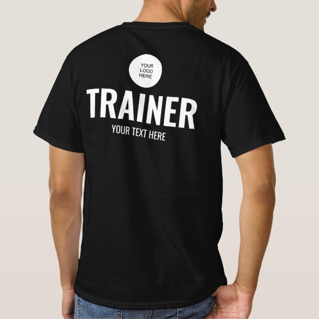 Custom Upload Logo Mens Trainer Coach Template T-Shirt (Back)