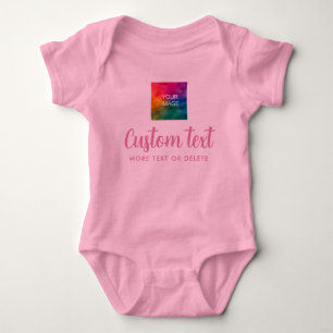 Custom Upload Photo Text One-Pieces Pink Girl Baby Bodysuit