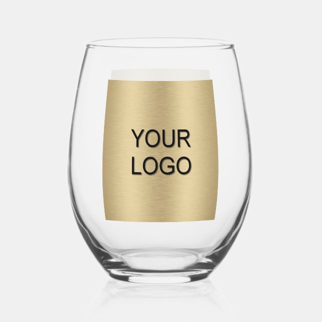 Custom Upload Your Business Logo Here Template Stemless Wine Glass (Front)