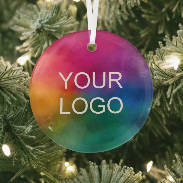 Custom Upload Your Own Business Logo Circle Glass Tree Decoration (Insitu)