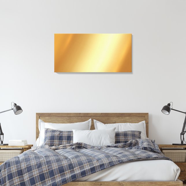 Custom Upload Your Own Photo on Gold Background Canvas Print (Insitu(Bedroom))