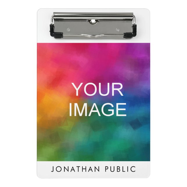 Custom Upload Your Photo Image Logo Design Name Mini Clipboard (Front)