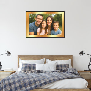 Custom Upload Your Photo Image on Gold Background Canvas Print