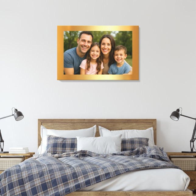 Custom Upload Your Photo to Blank Gold Background Canvas Print (Insitu(Bedroom))