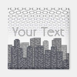 Custom Urban Cityscape Shades of Grey Custom Text Magnet