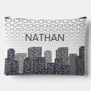 Custom Urban Cityscape Shades of Grey Personalised Accessory Pouch