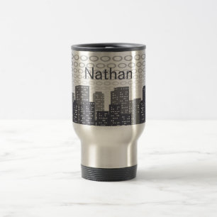 Custom Urban Cityscape Shades of Grey Personalised Travel Mug