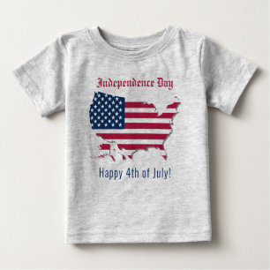 Custom US Map Flag Independence Day Happy July 4th Baby T-Shirt