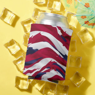 Custom USA American Flag Watercolors Abstract Can Cooler