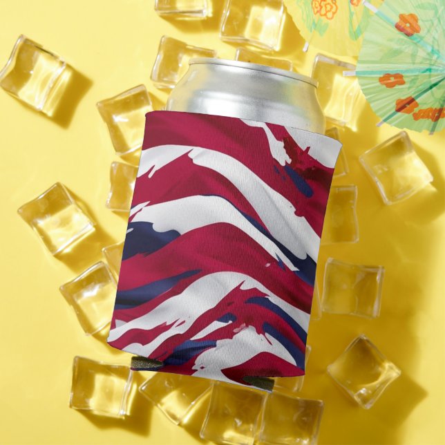  Custom USA American Flag Watercolors Abstract Can Cooler (In Situ Summer)