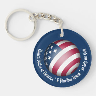 Custom USA Flag and Map Globe, Naturalisation Oath Key Ring