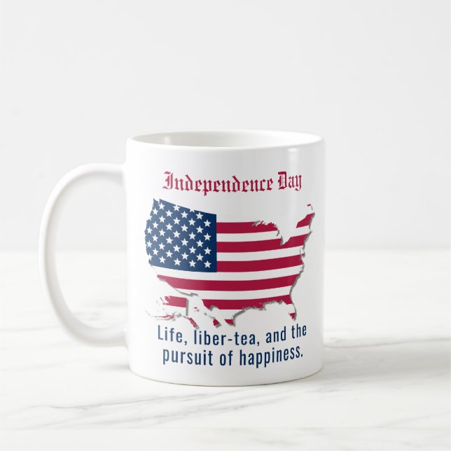 Custom USA Flag, Map Independence Day Red Blue  Coffee Mug (Left)