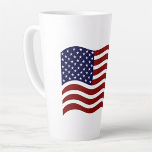 Custom USA Flag Mark Latte Mug Patriotic Style