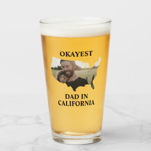 Custom USA photo Okayest dad Fathers day Glass