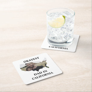 Custom USA photo Okayest dad Fathers day T-Shirt Square Paper Coaster
