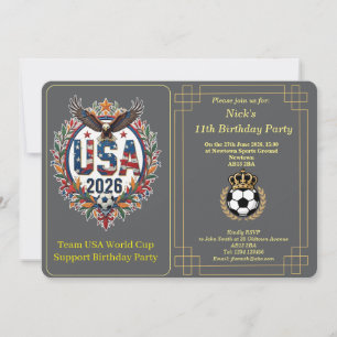 Custom USA Soccer Team Bald Eagle Birthday Invite