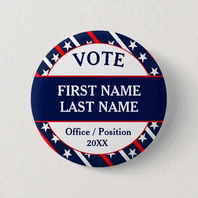 Custom USA Vote Campaign  6 Cm Round Badge (Front)