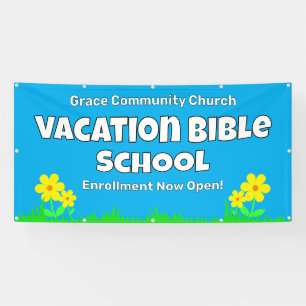 Custom Vacation Bible School Flowers Banner