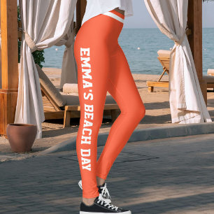 Custom Vacation Fun Classy Blood Orange Striped Leggings