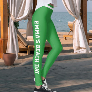 Custom Vacation Fun Classy Garden Lux Green Stripe Leggings