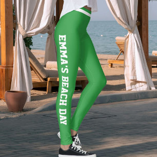 Custom Vacation Fun Classy Garden Lux Green Stripe Leggings