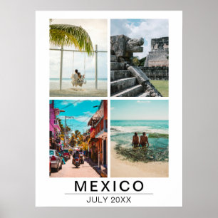 Custom Vacation Memories 4 Photo Collage Travel Poster
