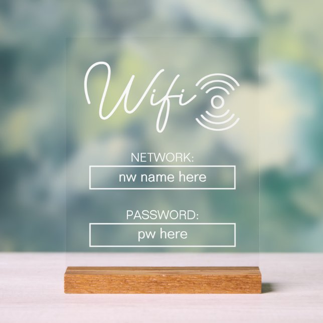 Custom Vacation Rentals Home Wifi Instructions Acrylic Sign (Neutral)