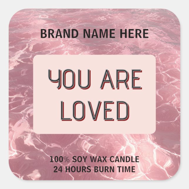 Custom Valentine Candle Sticker 'You Are Loved' (Front)